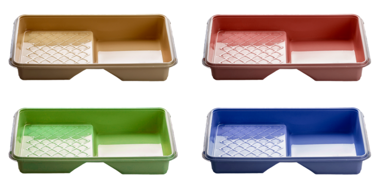 empty paint tray in four colors isolated on white background - Powered by Adobe