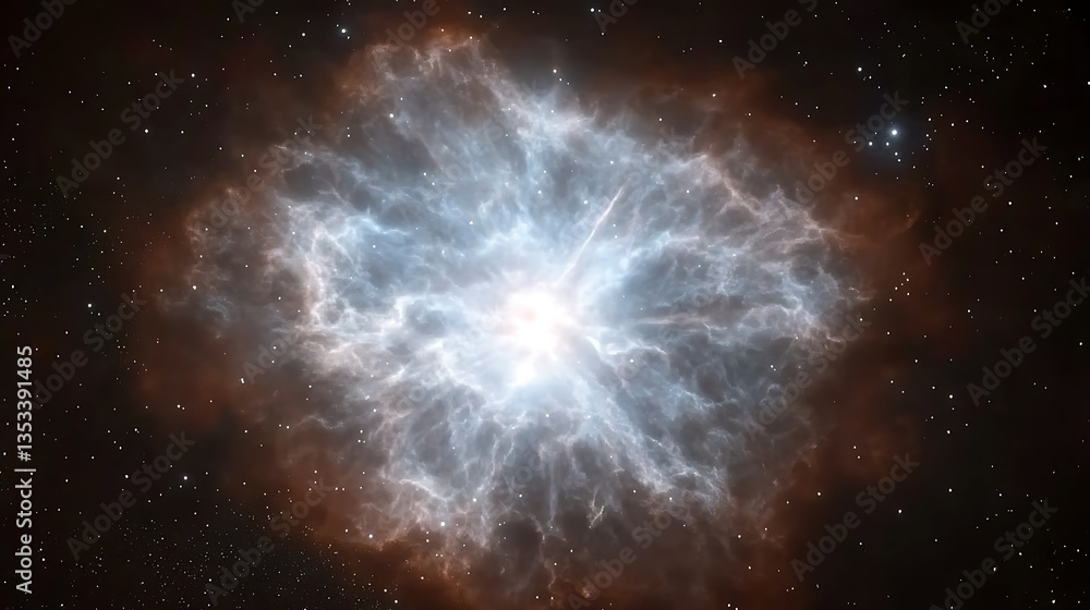 Sticker a luminous nebula with a star field background in space