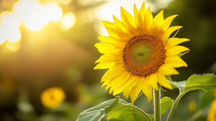 Fototapeta premium Golden Sunflower in Bloom: A Symbol of Youth and Renewal
