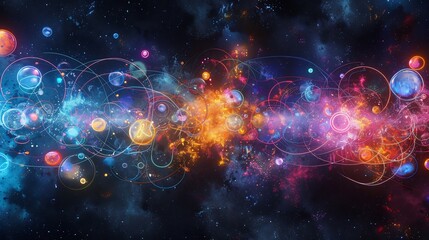 Obraz premium Artistic visualization of psychological buying patterns represented through glowing cluster of emotions preferences and decision making choices