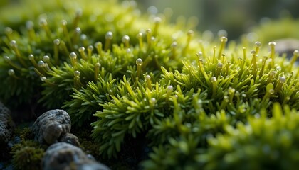 close up of a moss covered with moss