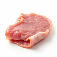 Close-Up of Raw Pork Cutlet on a White Background. Generative AI