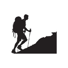 Hiking man Silhouettes. hiker with rucksacks silhouette.