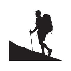 Hiking man Silhouettes. hiker with rucksacks silhouette.