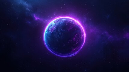Fototapeta premium A surreal planet Earth with swirling neon rainbow colors in deep space.