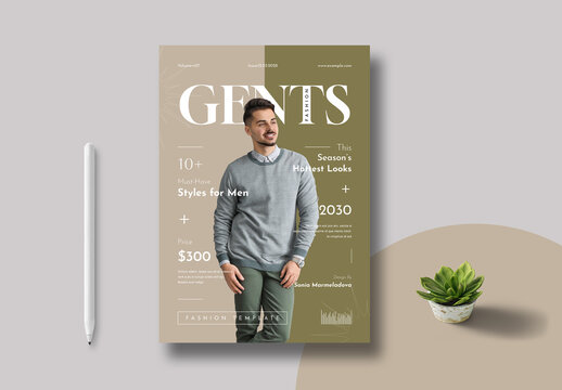 Gents Fashion Magazine Cover Template Layout