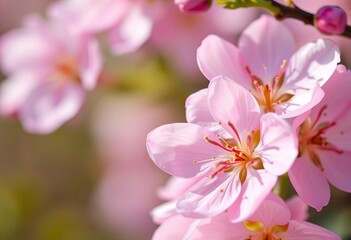 Obraz premium Delicate pink blossoms, soft petals, spring bloom close-up, pretty, pastel