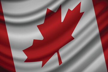 Vector flag of Canada. Canada waving flag background.