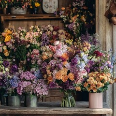 Obraz premium florist shop flyer featuring stunning bouquets and creative floral arrangements