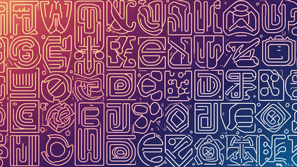 Fototapeta premium Neon Themed Tile Patterns: Bold Outlines & Abstract Shapes for Nightlife