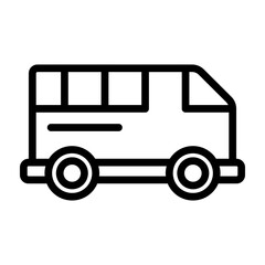 Passenger Van Vector Line Icon Design