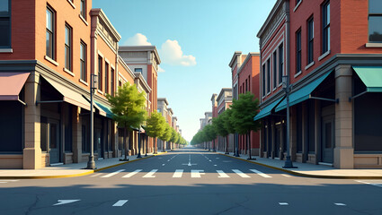 Obraz premium Photorealistic Illustration of Abandoned Main Street: Small Business Crisis & Economic Recession Impact