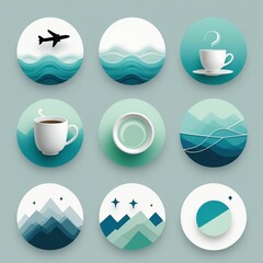 "Minimalist Instagram highlight sticker, circular shape, transparent background, clean thick outline, soft gradients, 2D flat vector art, trending pastel colors, centered composition, 512x512 pixels, 