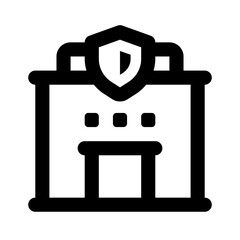 Police Station Simple Line Icon. Single icon, line vector icon