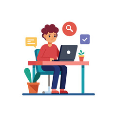 Digital marketing business isolated  vector illustrations .