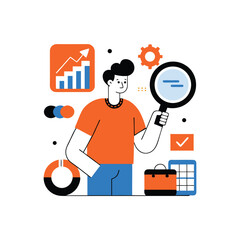 Digital marketing business isolated  vector illustrations .