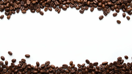 Minimalist black and white coffee border with copy space for International Coffee Day quotes concept as Minimalist black and white coffee design featuring copy space for International Coffee Day quote