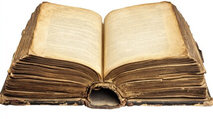 Vintage Open Book with Unique Typography on White Background