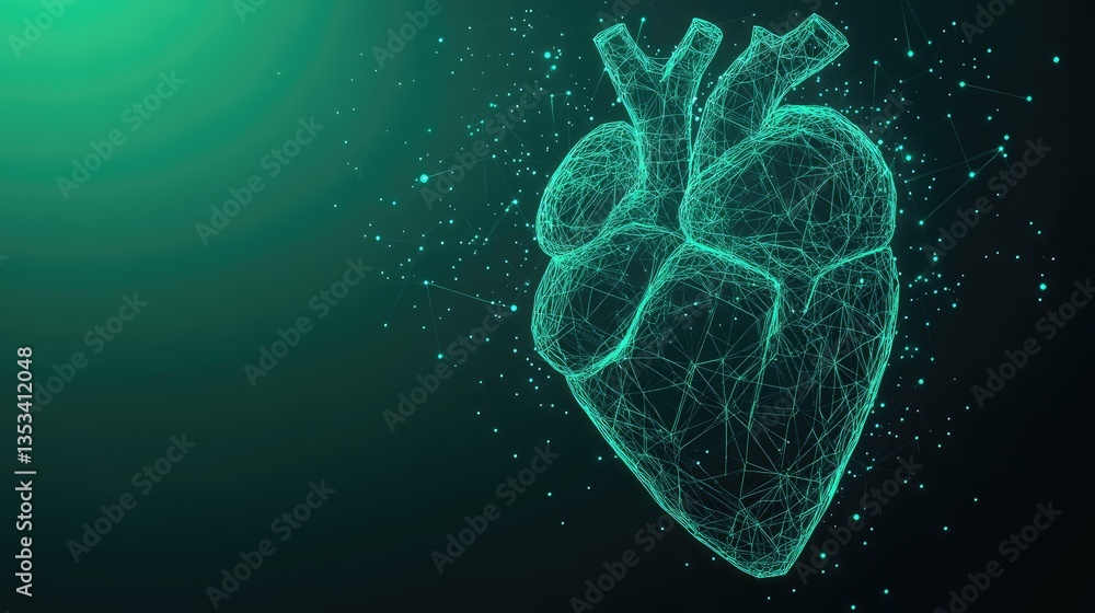 Aufkleber a digital representation of a heart created from interconnected lines and dots, symbolizing health a