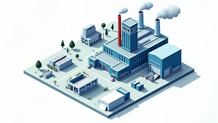 Obraz premium Isometric Illustration of a Paper Mill: Factory Buildings and Machinery Showcasing Industrial Manufacturing Processes with Empty Space for Customization in Photo Stock Concept