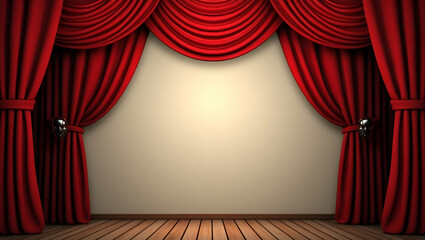 Fototapeta premium Classic Theater Masks and Stage Curtains Frame for World Theatre Day Celebration Messages