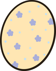 Yellow eggs with purple flowers and blue spots on top
