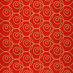 Seamless red geometric pattern with hand-drawn concentric circles and textured background. Ideal for modern designs, textiles, wrapping paper, packaging, wallpapers, and artistic projects.