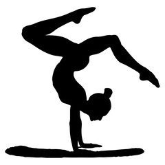 Gymnast Holding One Hand Handstand in Stunning Acrobatic Display