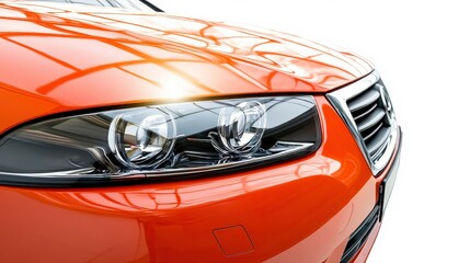 Polished Orange Car Hood Reflecting Sunlight