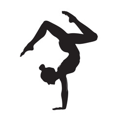 Black and White Gymnast Performing Scorpion Handstand Pose