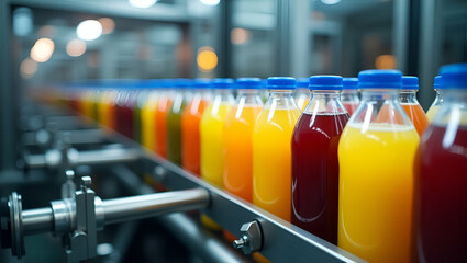 Fototapeta premium Innovative Beverage Bottle Production: Factory Automation & Technology