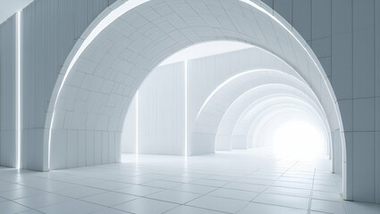 Futuristic Tile Weaving: Angled Arcs and Neon Geometry in Advanced Workplace Design - Refined Code Inspired Lines Connecting Bright Nodes in Photo Stock Concept