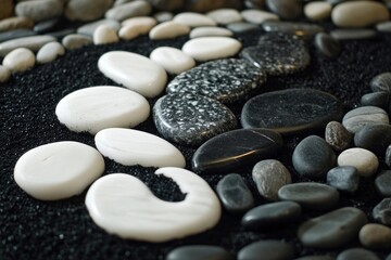 White and black stones arranged, spa, zen, design
