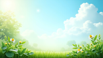 Plants and clean air border frame with environmental health copy space for World Environment Day concept as Vibrant plants and clean air symbols framing environmental health space for World Environmen