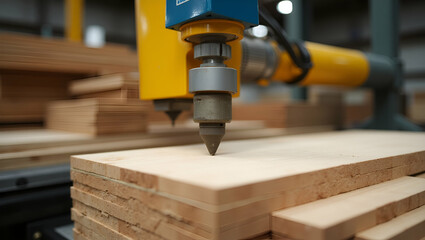 Industrial Flat Wood Board Material for Carpenter Machines: Enhance Your Wooden Business with Natural Brown Plank Textures and Precision Craftsmanship in Factory Settings