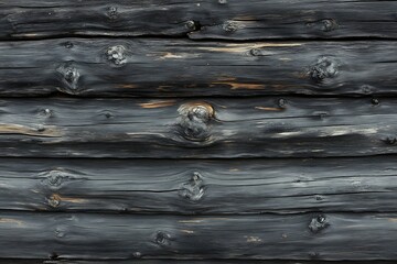 Obraz premium Dark charred wood texture background with knot pattern for a rustic design aesthetic