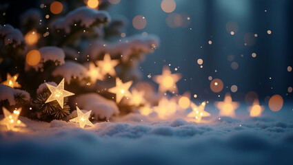 Elegant Flat Christmas Star Lights with Snowflakes for Holiday Designs