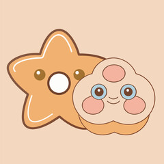 A cute brown cartoon dog face with a funny smile, vector art illustration