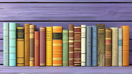 Vintage Book Collection on Wooden Shelf