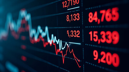 Fototapeta premium Flat Vector Illustration of Bull and Bear Market Ticker Trends