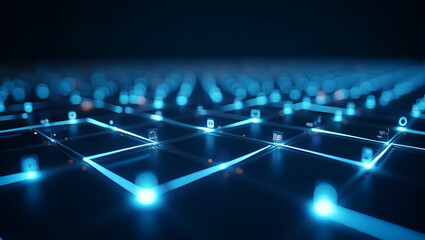 Assemble continuous tile of angled futuristic icons small neon highlights open white zones reinforcing forward brand direction concept as Portray partial arcs and crisp symbol structures capturing min