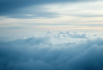 Layered blue and gray clouds, misty, smoky atmospheric perspective, formation, design