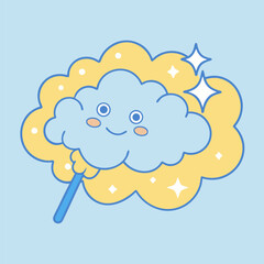 Blue sky cartoon sun and cloud weather icon