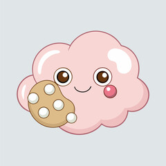 A pink cartoon piggy face with a heart, a cute vector illustration of a baby animal's love