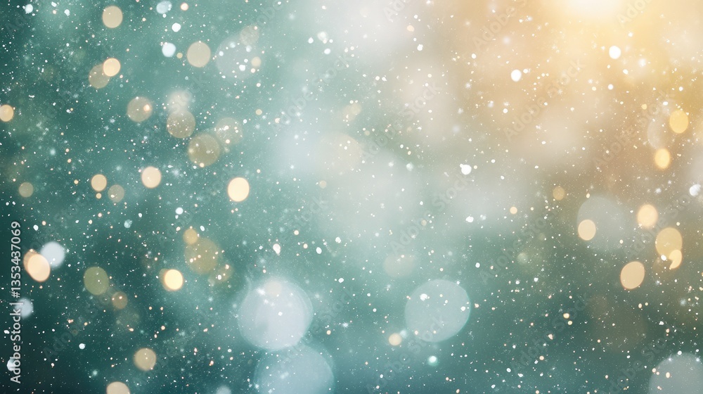 Aufkleber soft bokeh background with shimmering lights and falling snowflakes, creating a dreamy winter atmosp