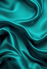 Obraz premium Abstract flowing silk, luxurious deep teal waves, green, art, folds