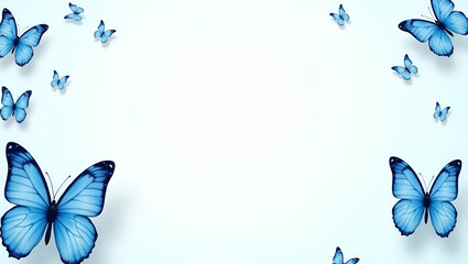 Blue and White Butterfly Wings Border with Copy Space for World Autism Awareness Day - Perfect for Autism Awareness Messages in Photo Stock Concept with Empty Space on the Left Side
