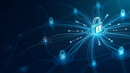 Flat Business internet cyber security connection network concept flat illustration abstract background web banner design concept as Abstract banner design highlighting internet security and network sa