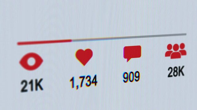 Social Media Counter Animations. Views, comment, likes, and new followers Counter Animations. White