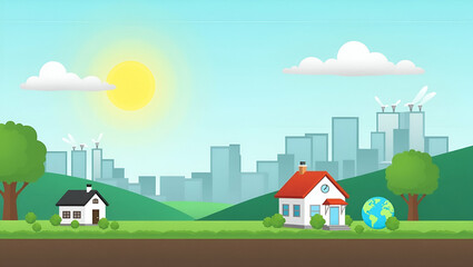 Naklejka premium Achieve Corporate Environmental Responsibility: Implement Sustainable Practices and Reduce Emissions with Our Cute Vector Illustration of a Smart Business Team Complying with Environmental Regulations